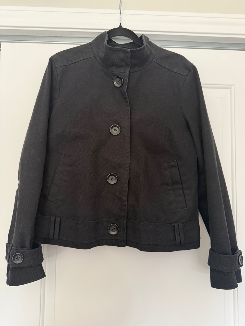 Old Navy 90’s. Jacket  Black Button-Front Stand Collar Jacket - EUC